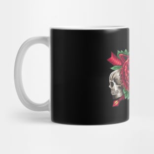 Roaring Tiger with Skull Illustration Mug